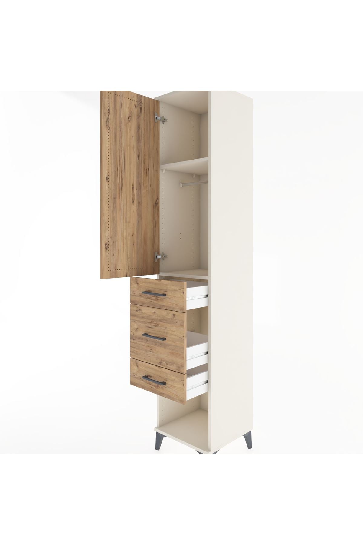 Hyperion Dolap 2 Raflı 3 Çekmeceli Tek Askılı 44x44x221 - S61M153V3B