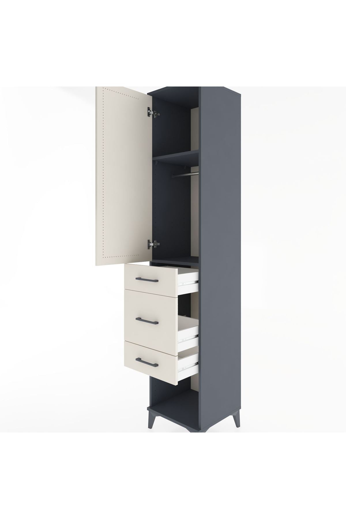 Hyperion Dolap 2 Raflı 3 Çekmeceli Tek Askılı 44x44x221 - S61M153V4B