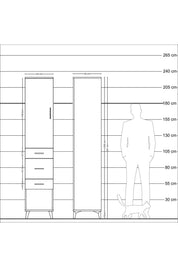 Hyperion Dolap 2 Raflı 3 Çekmeceli Tek Askılı 44x44x221 - S61M153V7B