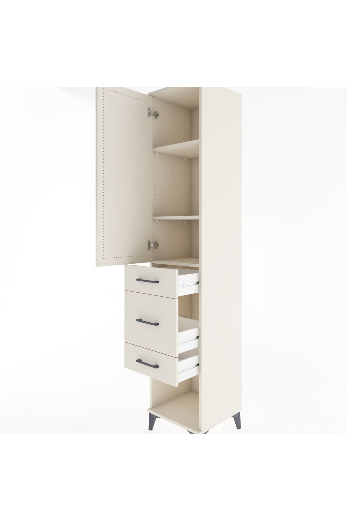 Hyperion Dolap 3 Raflı 3 Çekmeceli Tek Kapaklı 44x44x221 - S61M154V1B