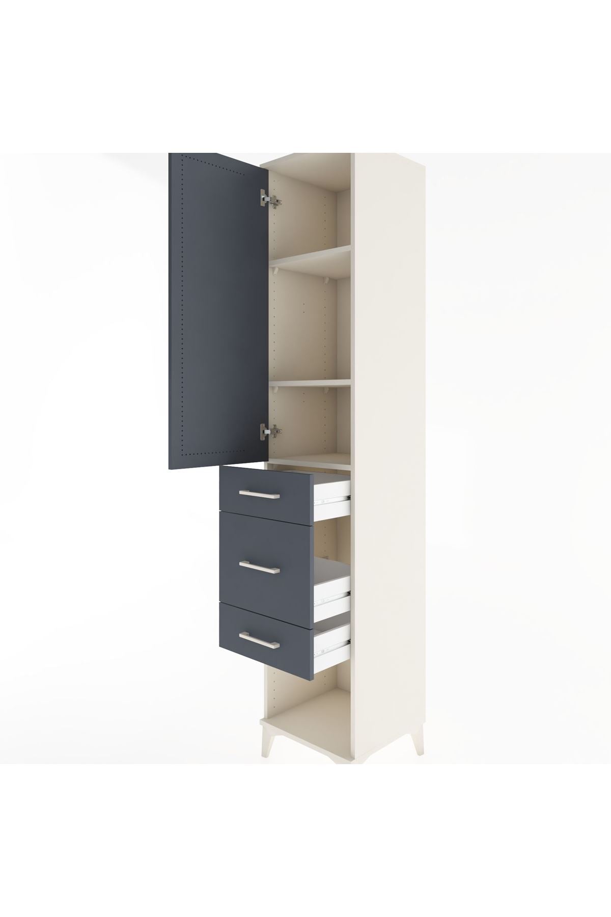 Hyperion Dolap 3 Raflı 3 Çekmeceli Tek Kapaklı 44x44x221 - S61M154V2B