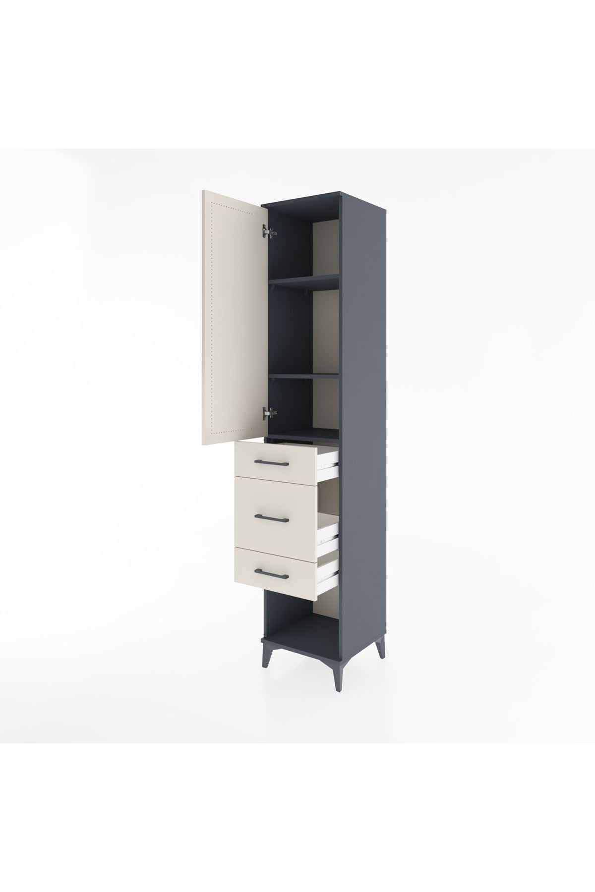 Hyperion Dolap 3 Raflı 3 Çekmeceli Tek Kapaklı 44x44x221 - S61M154V4B