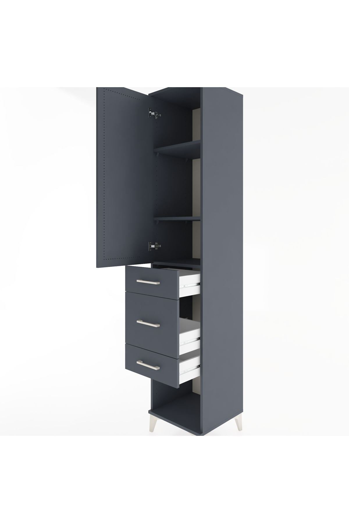 Hyperion Dolap 3 Raflı 3 Çekmeceli Tek Kapaklı 44x44x221 - S61M154V5B