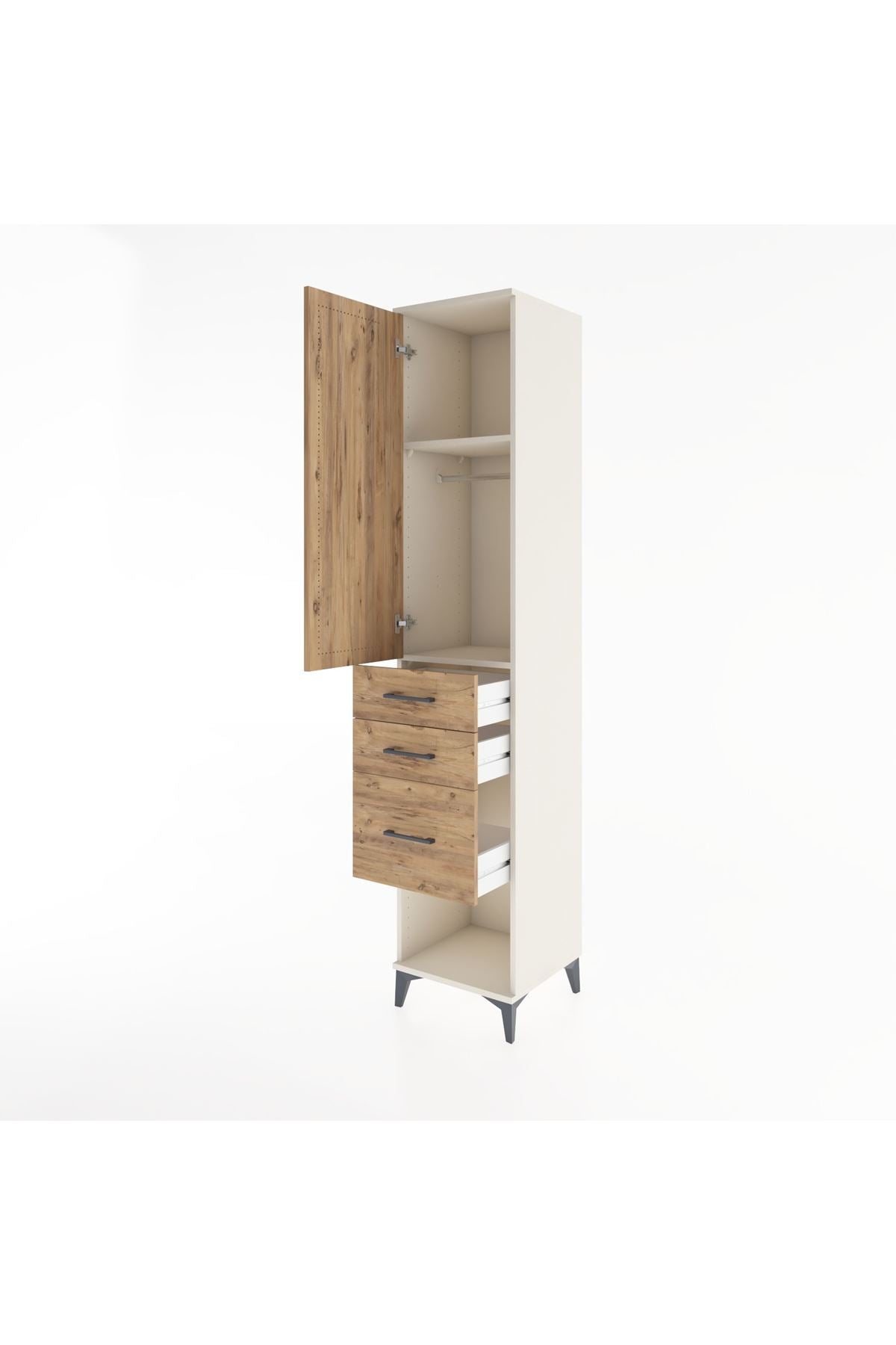 Hyperion Dolap 2 Raflı 3 Çekmeceli Tek Askılı 44x44x221 - S61M157V3B