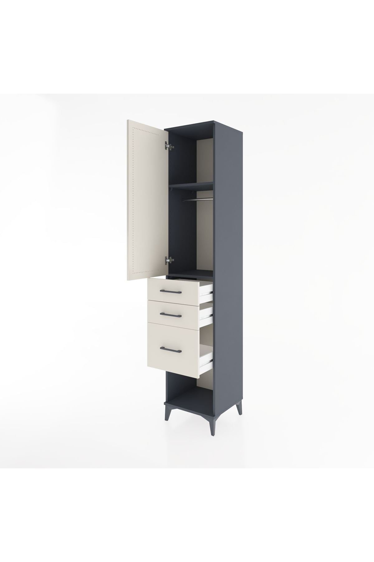 Hyperion Dolap 2 Raflı 3 Çekmeceli Tek Askılı 44x44x221 - S61M157V4B