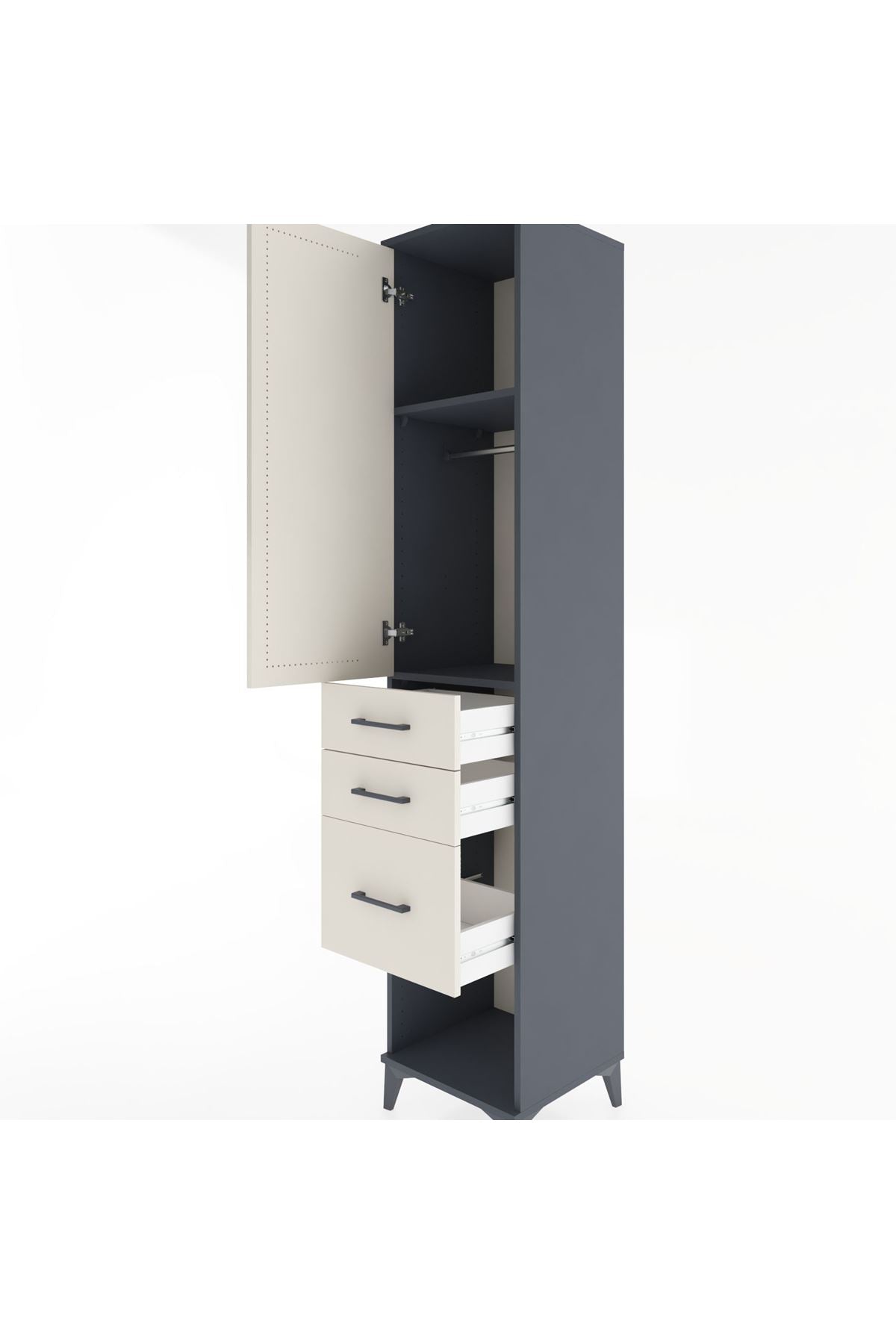 Hyperion Dolap 2 Raflı 3 Çekmeceli Tek Askılı 44x44x221 - S61M157V4B