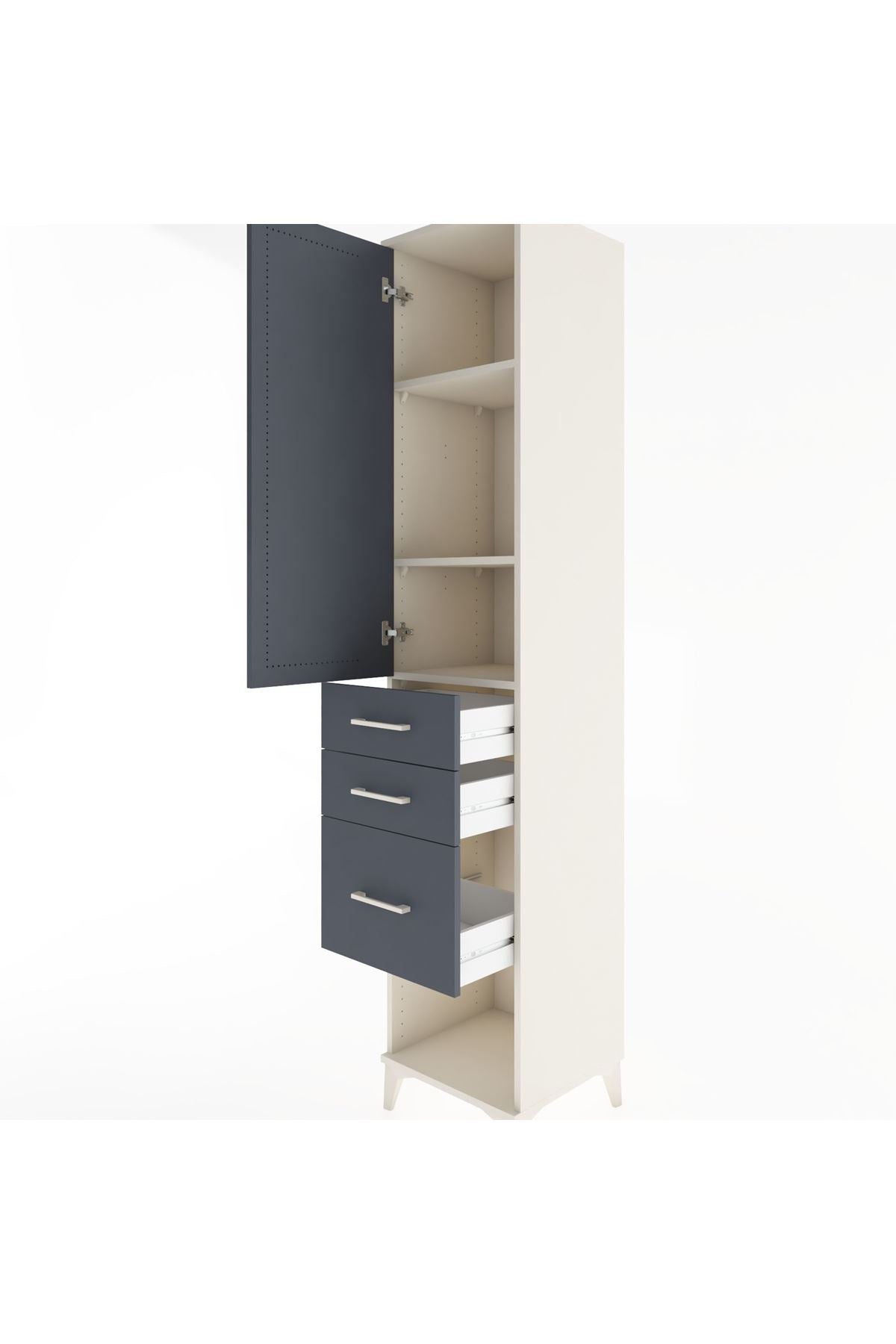 Hyperion Dolap 3 Raflı 3 Çekmeceli Tek Kapaklı 44x44x221 - S61M158V2B