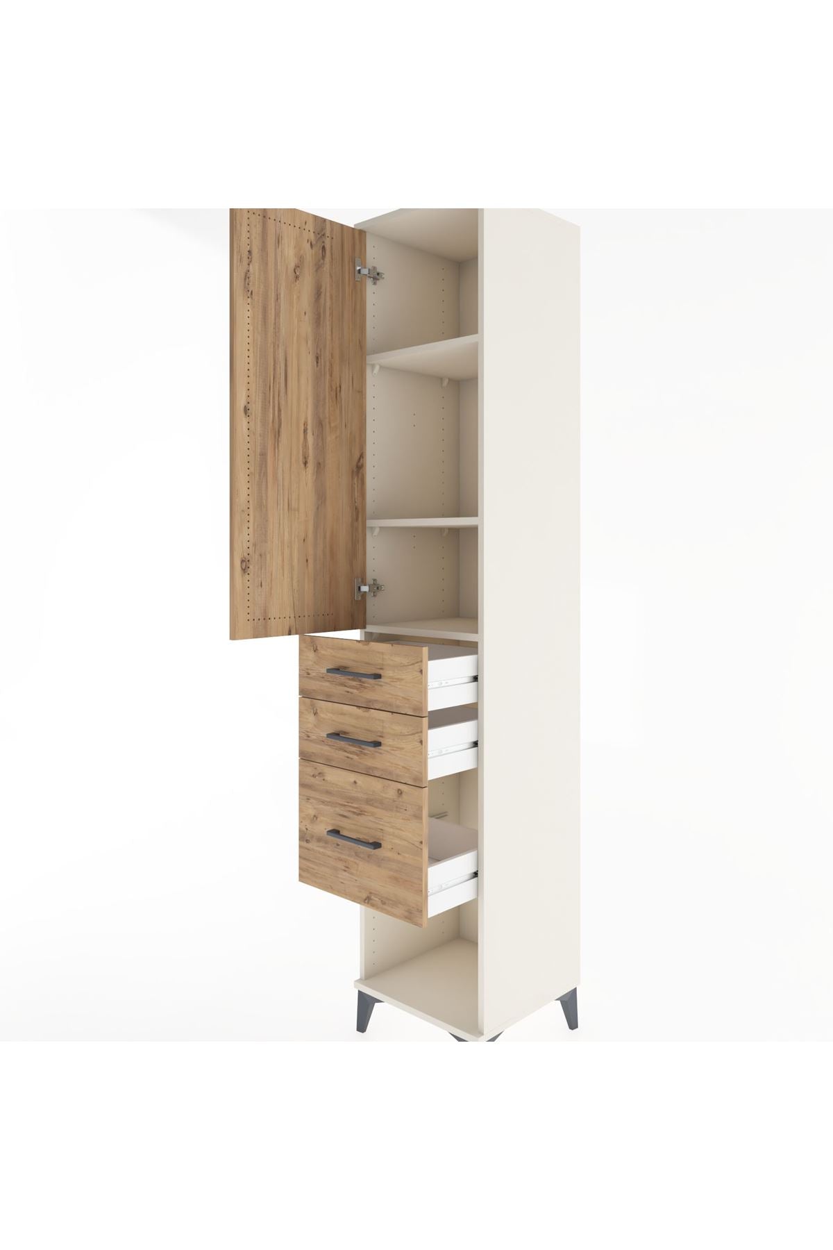 Hyperion Dolap 3 Raflı 3 Çekmeceli Tek Kapaklı 44x44x221 - S61M158V3B