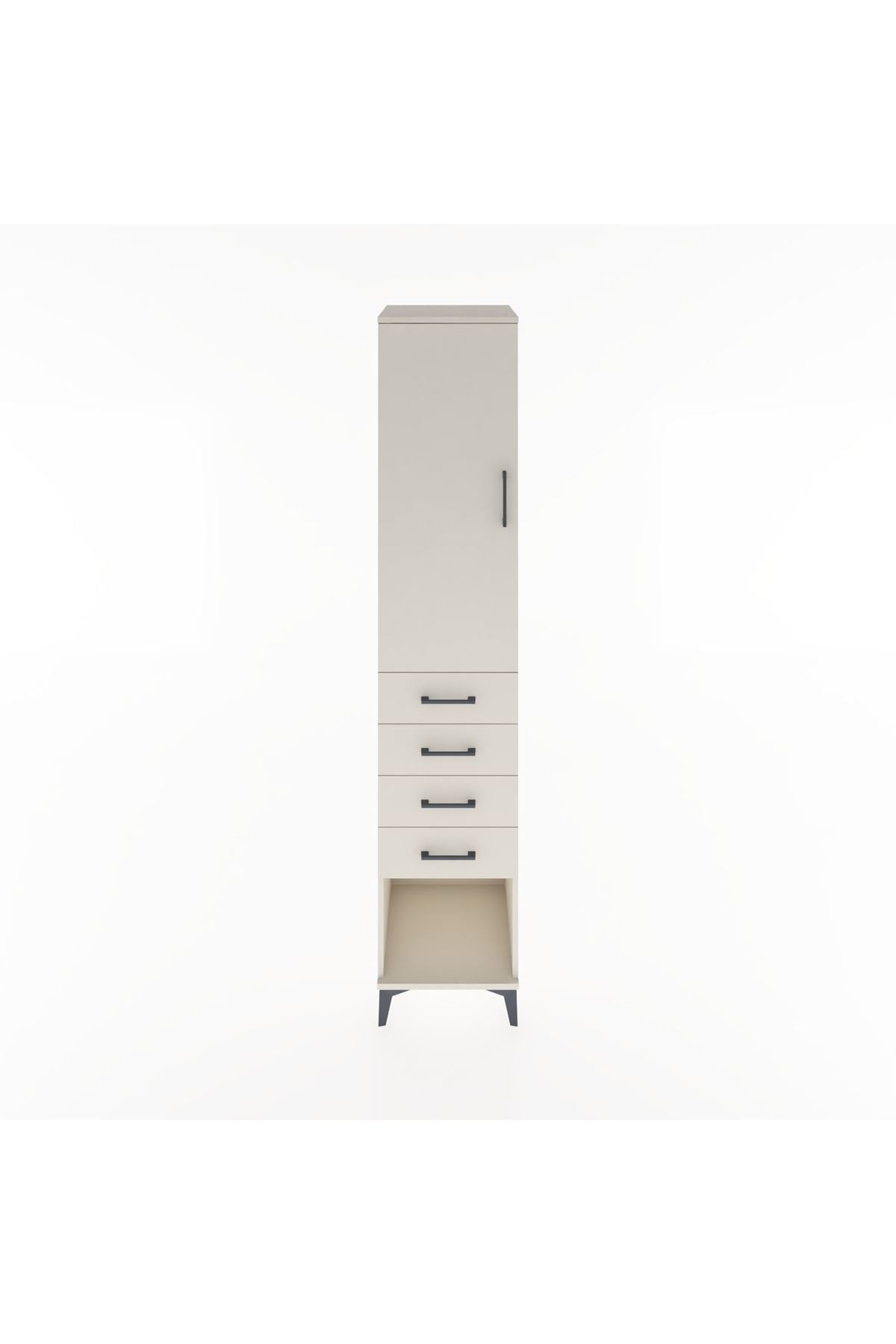 Hyperion Dolap 3 Raflı 4 Çekmeceli Tek Kapaklı 44x44x221 - S61M160V1B