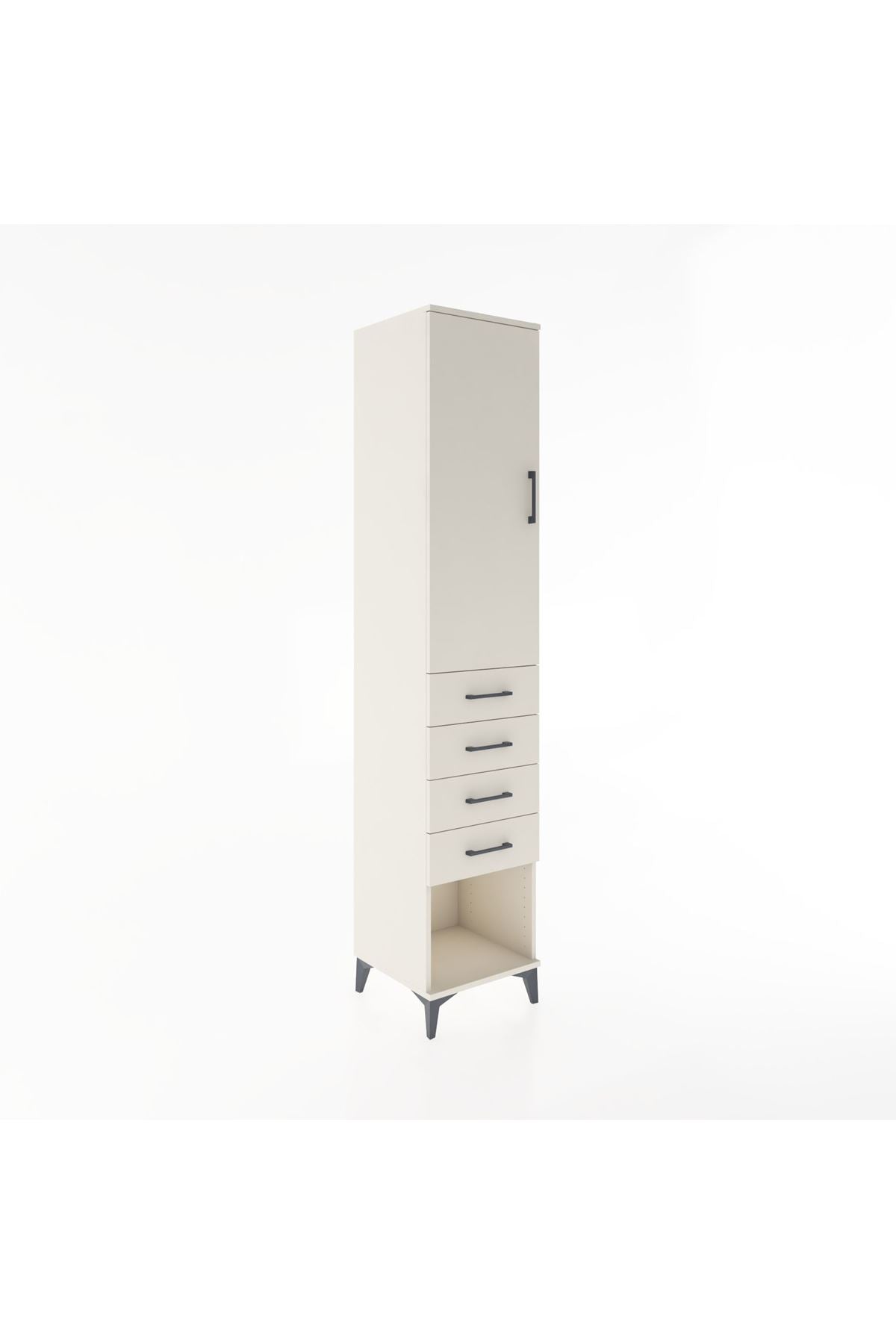 Hyperion Dolap 3 Raflı 4 Çekmeceli Tek Kapaklı 44x44x221 - S61M160V1B