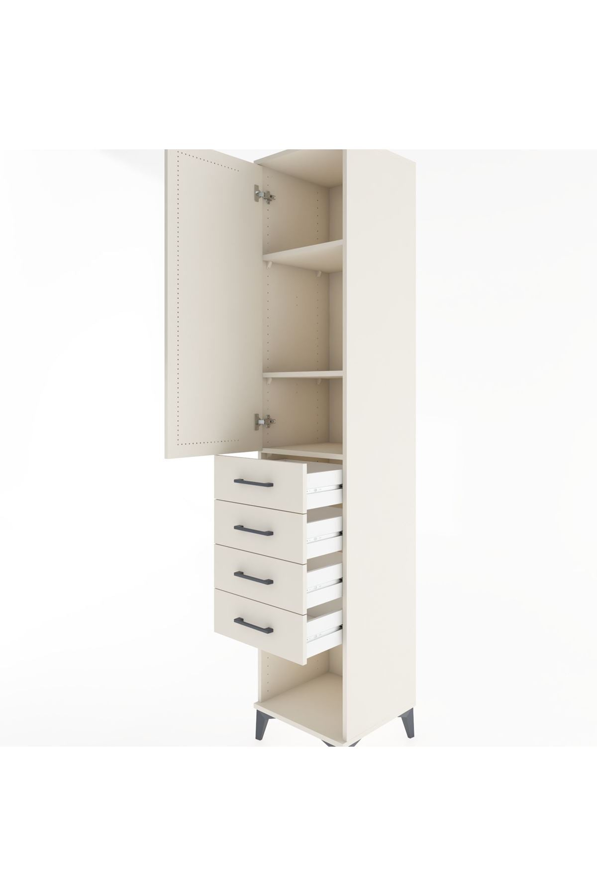 Hyperion Dolap 3 Raflı 4 Çekmeceli Tek Kapaklı 44x44x221 - S61M160V1B