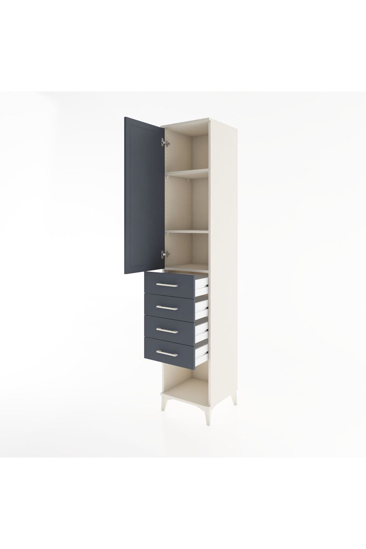 Hyperion Dolap 3 Raflı 4 Çekmeceli Tek Kapaklı 44x44x221 - S61M160V2B