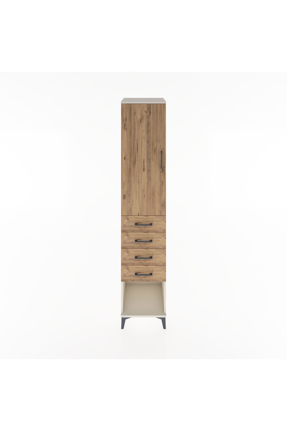 Hyperion Dolap 3 Raflı 4 Çekmeceli Tek Kapaklı 44x44x221 - S61M160V3B