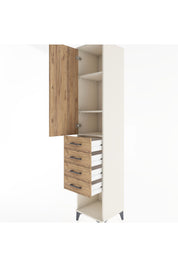 Hyperion Dolap 3 Raflı 4 Çekmeceli Tek Kapaklı 44x44x221 - S61M160V3B