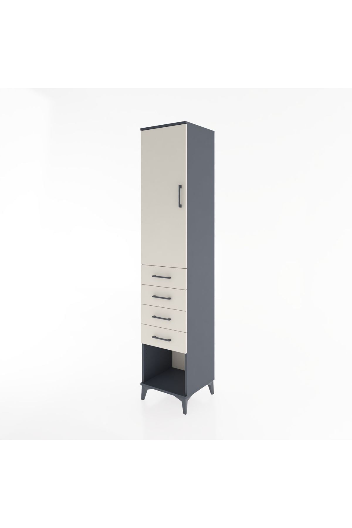 Hyperion Dolap 3 Raflı 4 Çekmeceli Tek Kapaklı 44x44x221 - S61M160V4B