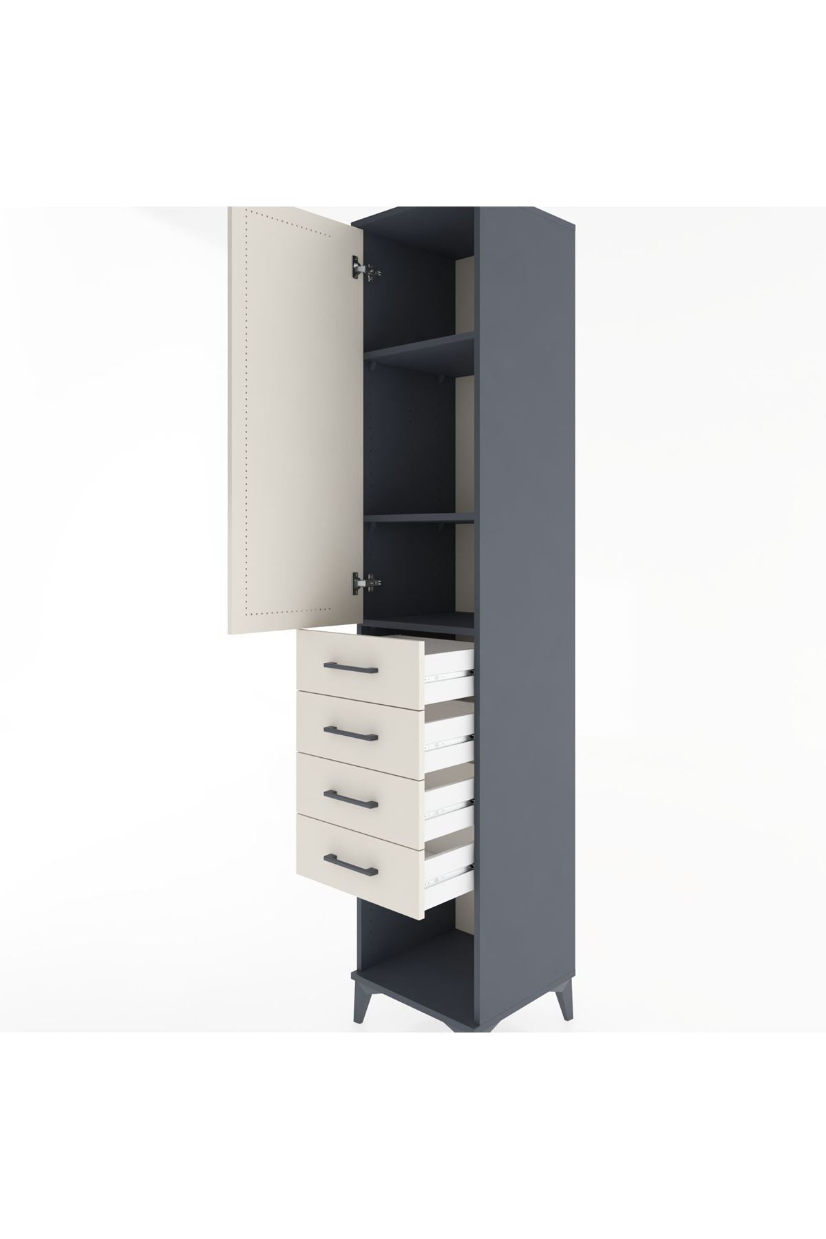 Hyperion Dolap 3 Raflı 4 Çekmeceli Tek Kapaklı 44x44x221 - S61M160V4B