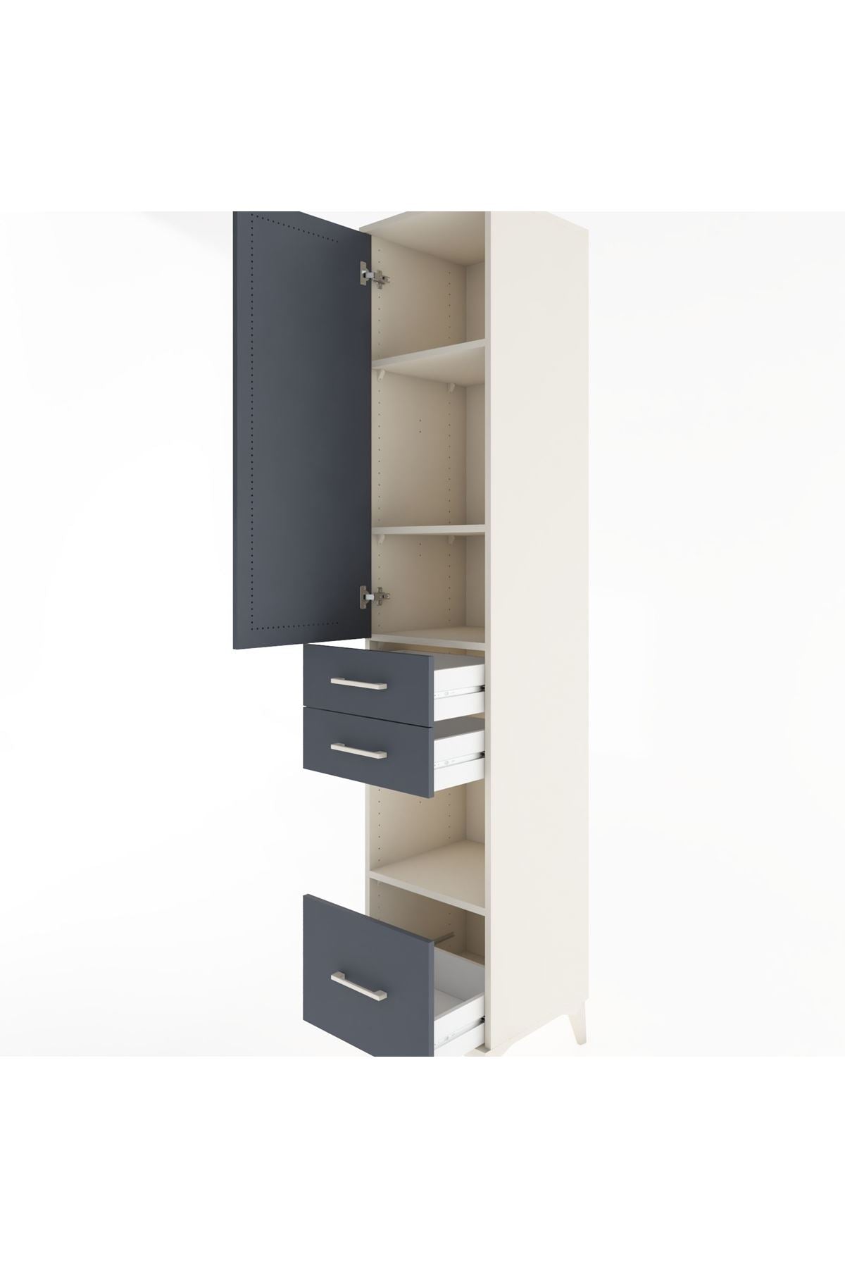 Hyperion Dolap 4 Raflı 3 Çekmeceli Tek Kapaklı 44x44x221 - S61M162V2B