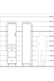 Hyperion Dolap 4 Raflı 3 Çekmeceli Tek Kapaklı 44x44x221 - S61M162V2B