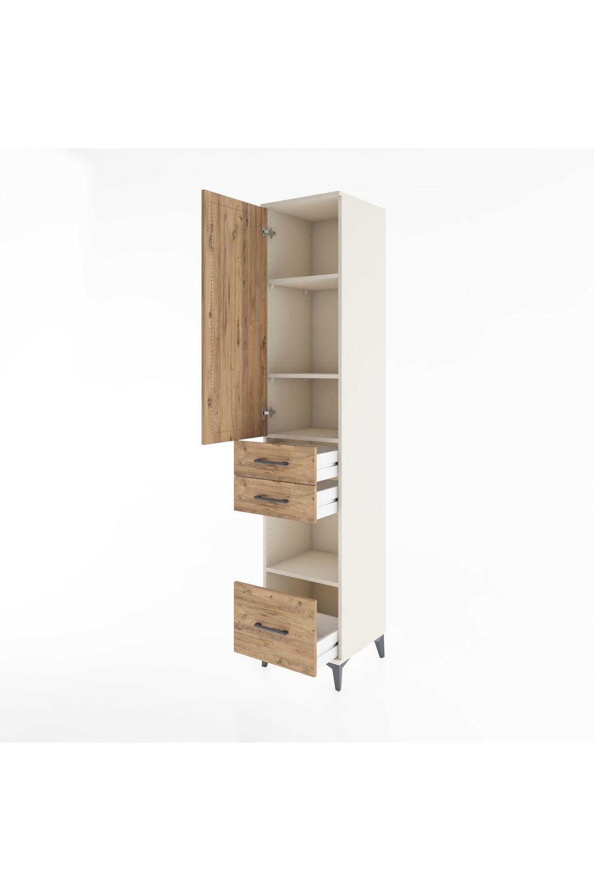 Hyperion Dolap 4 Raflı 3 Çekmeceli Tek Kapaklı 44x44x221 - S61M162V3B