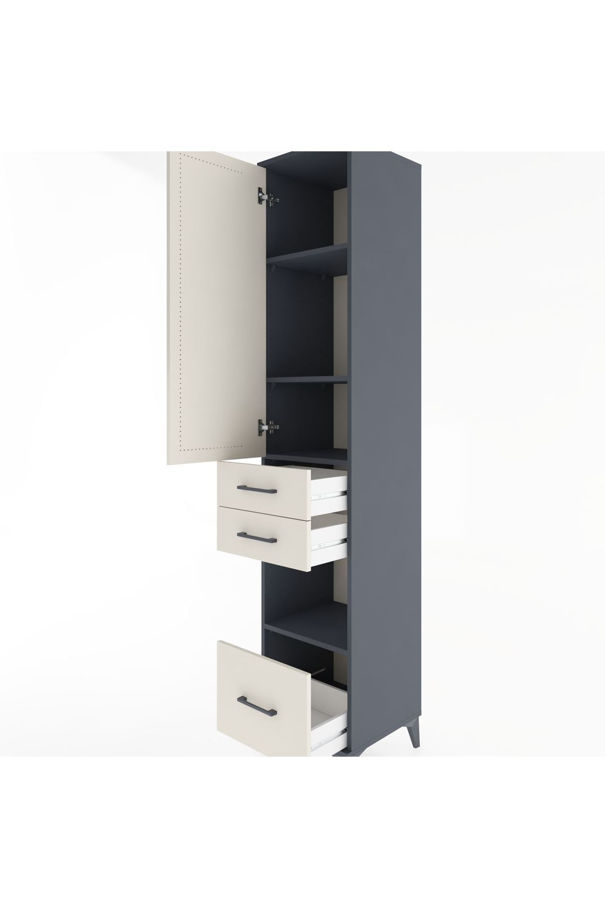 Hyperion Dolap 4 Raflı 3 Çekmeceli Tek Kapaklı 44x44x221 - S61M162V4B