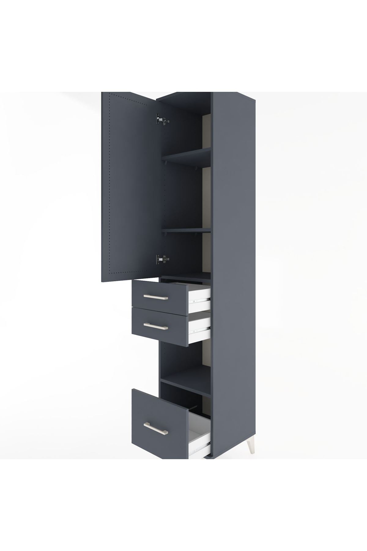 Hyperion Dolap 4 Raflı 3 Çekmeceli Tek Kapaklı 44x44x221 - S61M162V5B