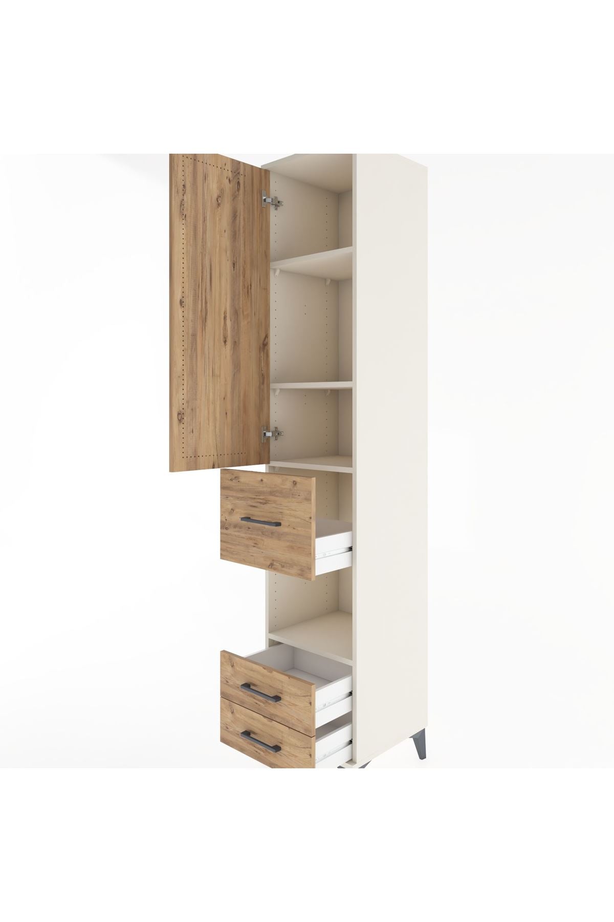 Hyperion Dolap 4 Raflı 3 Çekmeceli Tek Kapaklı 44x44x221 - S61M164V3B