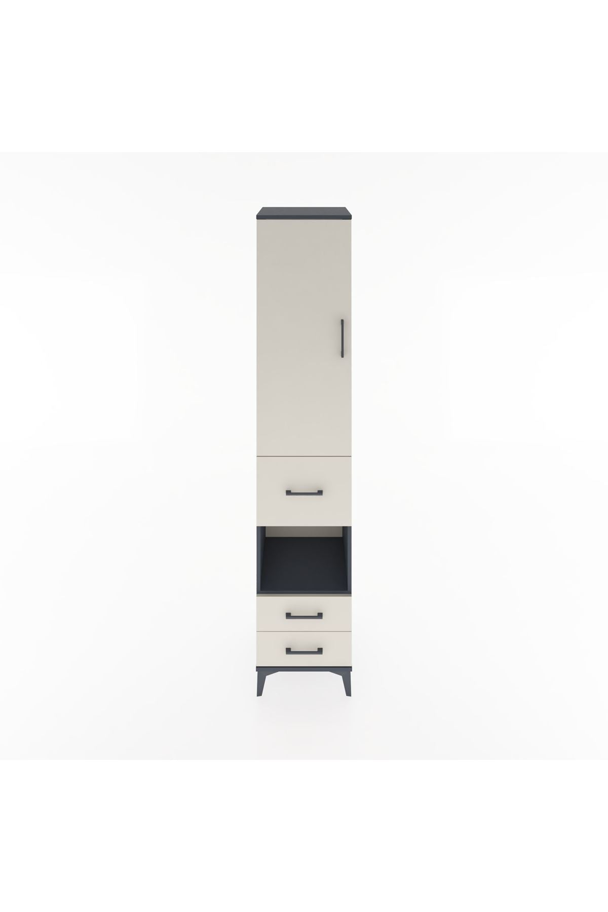 Hyperion Dolap 4 Raflı 3 Çekmeceli Tek Kapaklı 44x44x221 - S61M164V4B