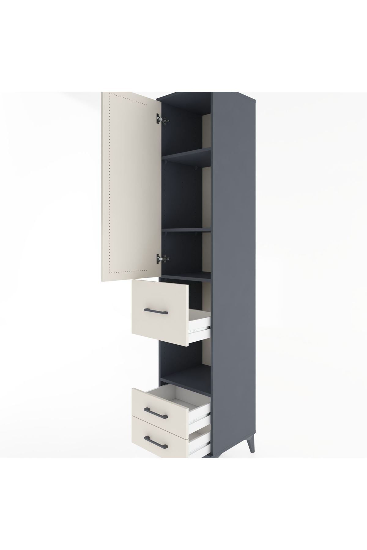 Hyperion Dolap 4 Raflı 3 Çekmeceli Tek Kapaklı 44x44x221 - S61M164V4B
