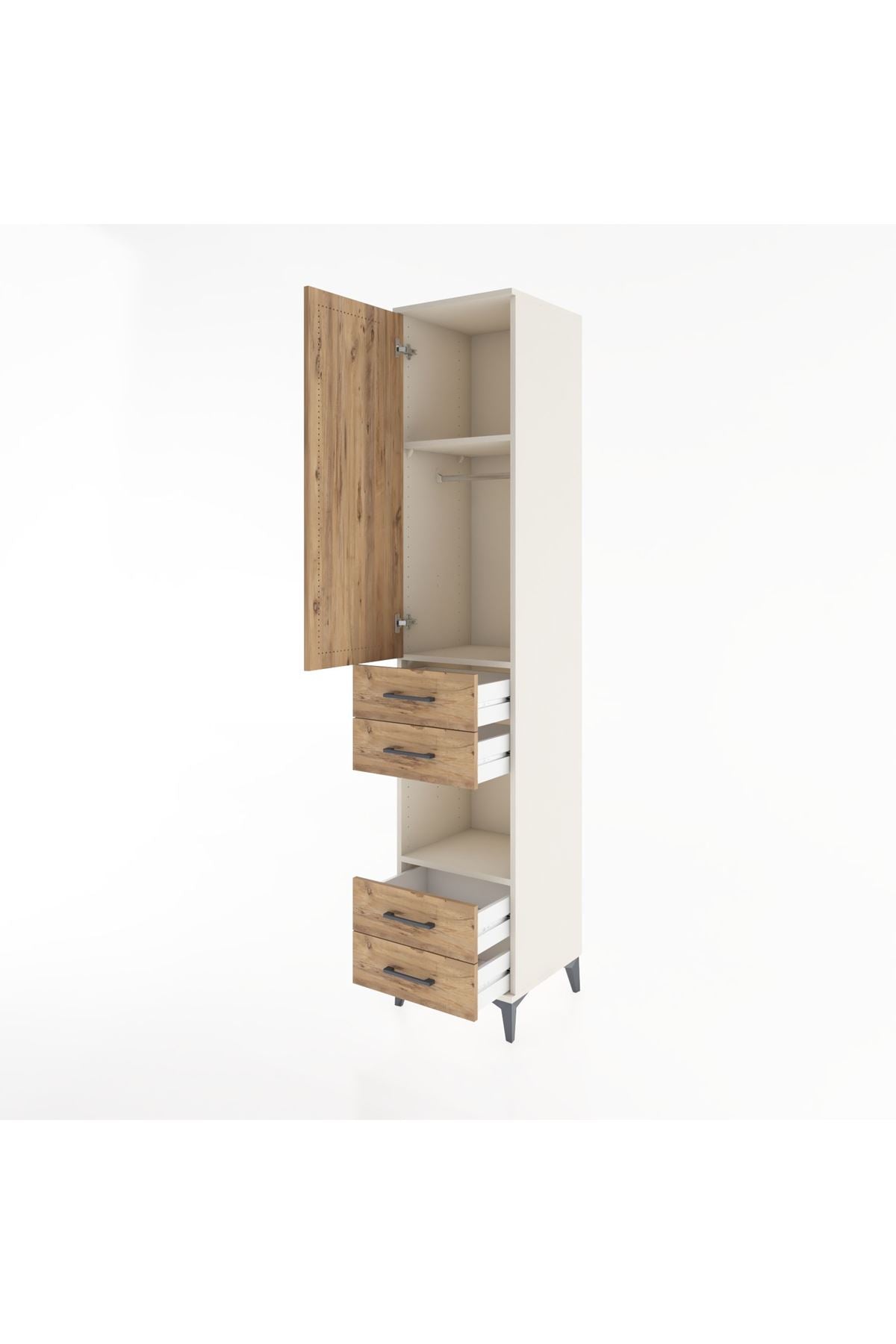 Hyperion Dolap 3 Raflı 4 Çekmeceli Tek Askılı 44x44x221 - S61M165V3B