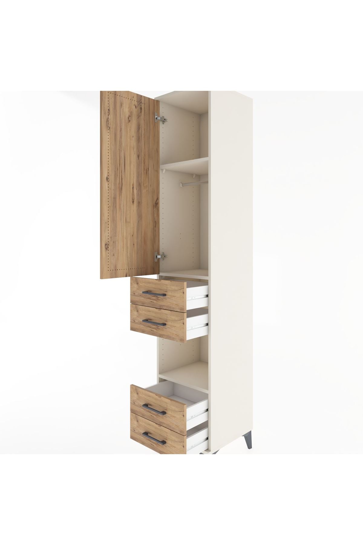 Hyperion Dolap 3 Raflı 4 Çekmeceli Tek Askılı 44x44x221 - S61M165V3B