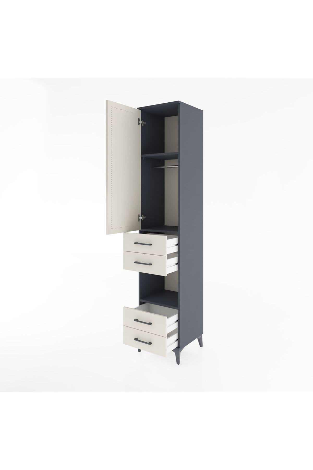 Hyperion Dolap 3 Raflı 4 Çekmeceli Tek Askılı 44x44x221 - S61M165V4B