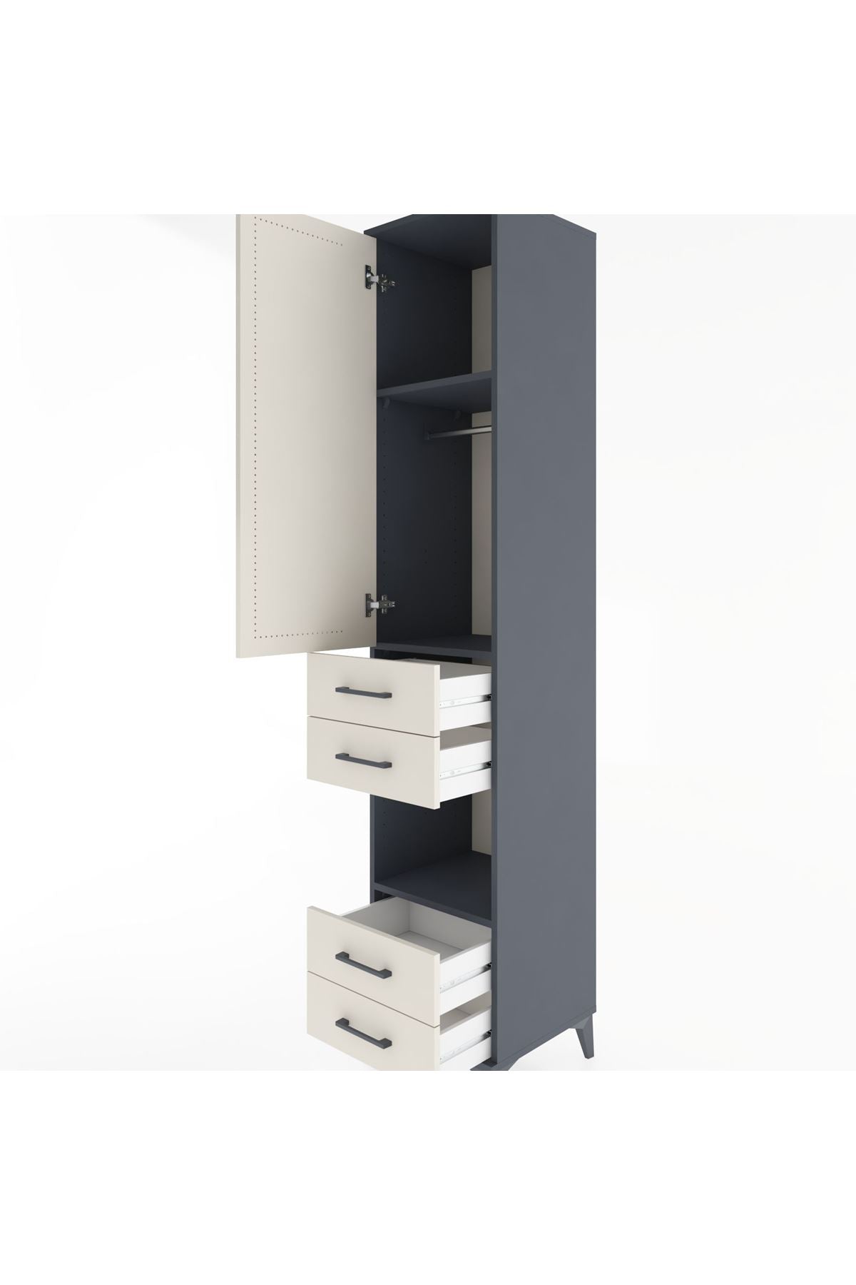 Hyperion Dolap 3 Raflı 4 Çekmeceli Tek Askılı 44x44x221 - S61M165V4B
