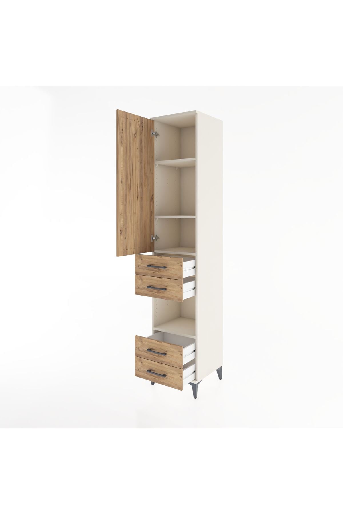 Hyperion Dolap 4 Raflı 4 Çekmeceli Tek Kapaklı 44x44x221 - S61M166V3B