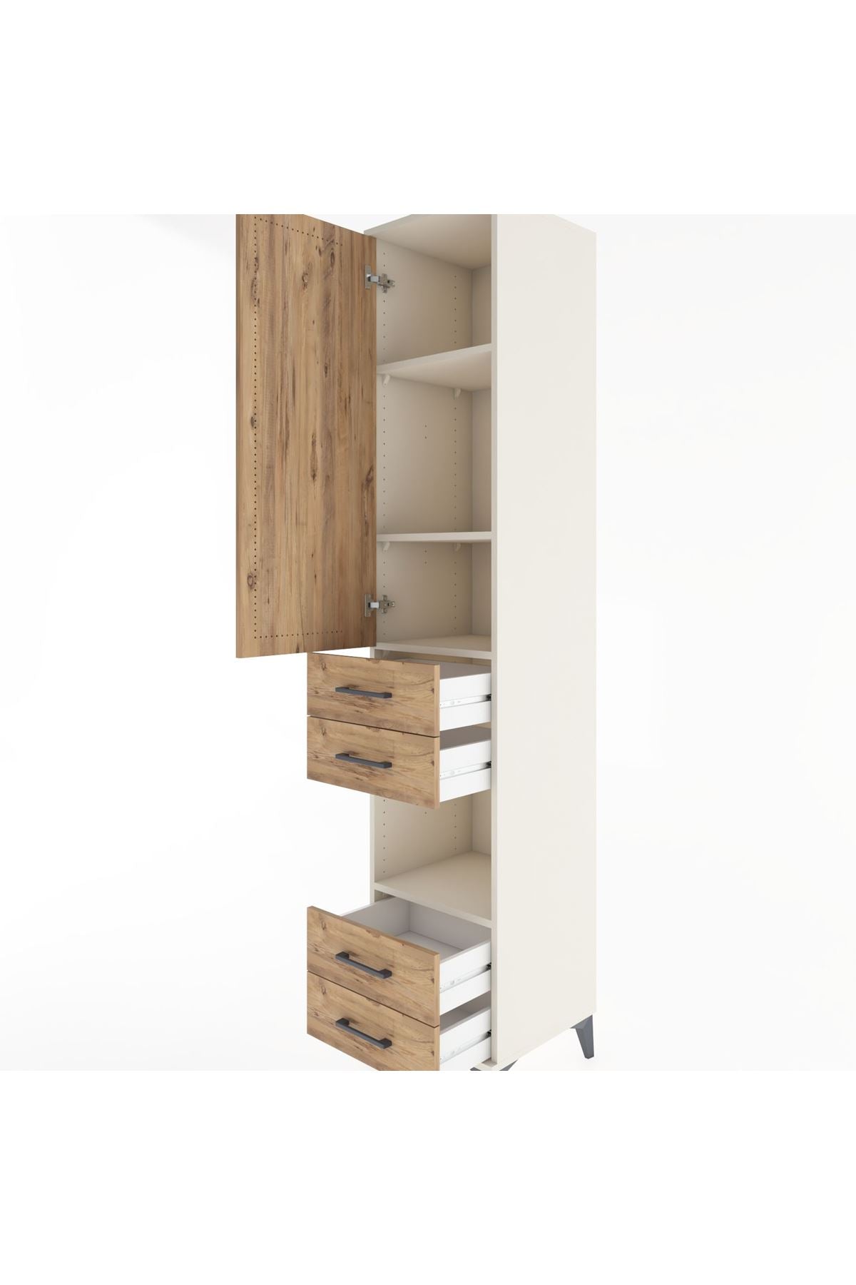 Hyperion Dolap 4 Raflı 4 Çekmeceli Tek Kapaklı 44x44x221 - S61M166V3B