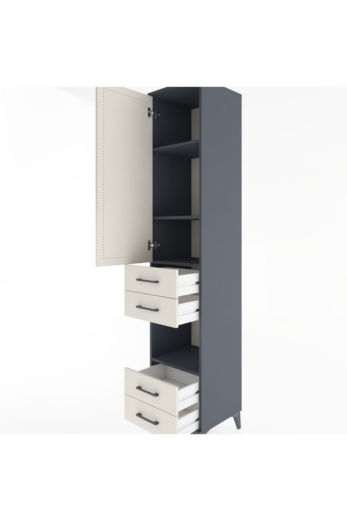Hyperion Dolap 4 Raflı 4 Çekmeceli Tek Kapaklı 44x44x221 - S61M166V4B