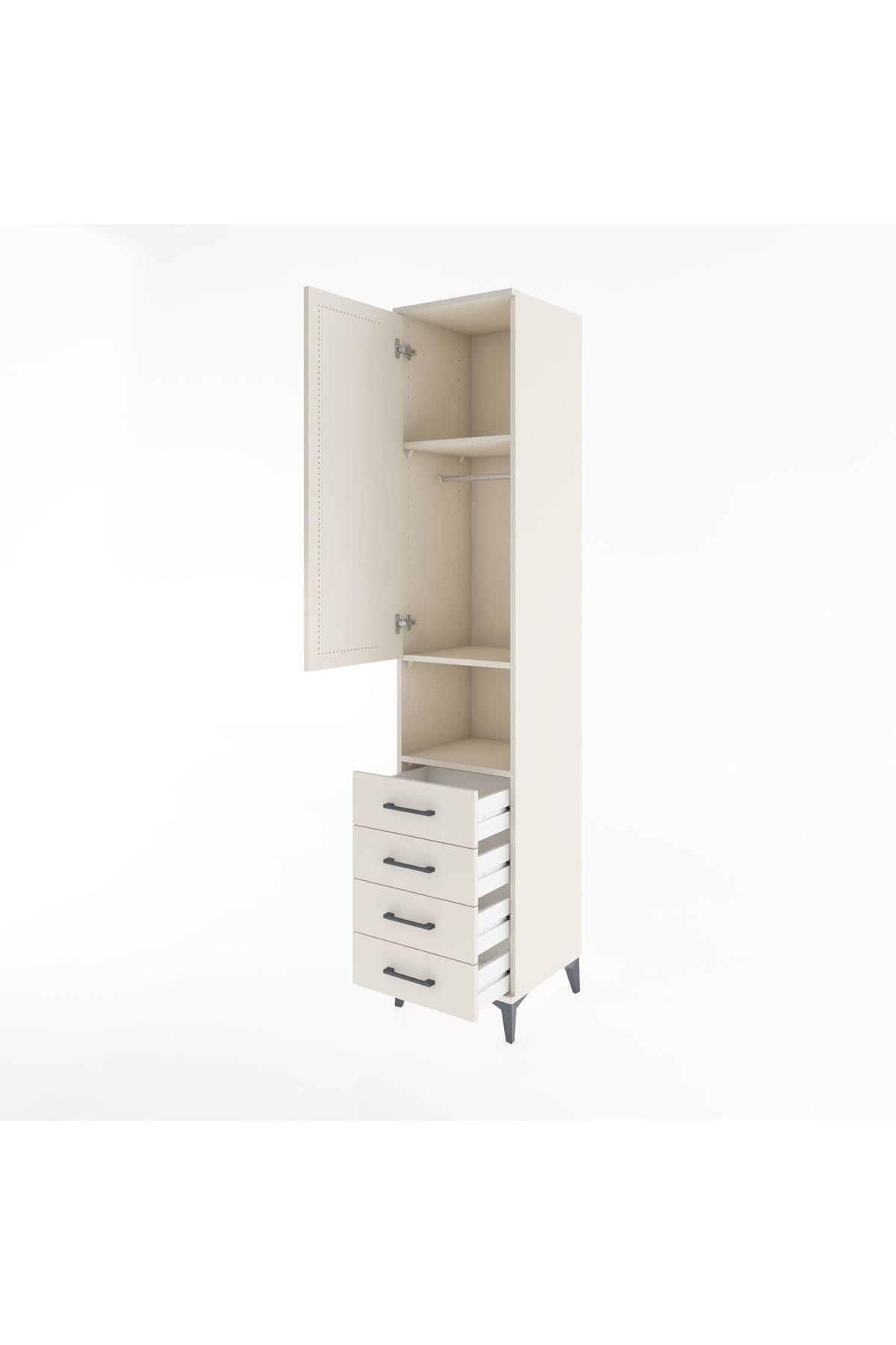 Hyperion Dolap 3 Raflı 4 Çekmeceli Tek Askılı 44x44x221 - S61M169V1B