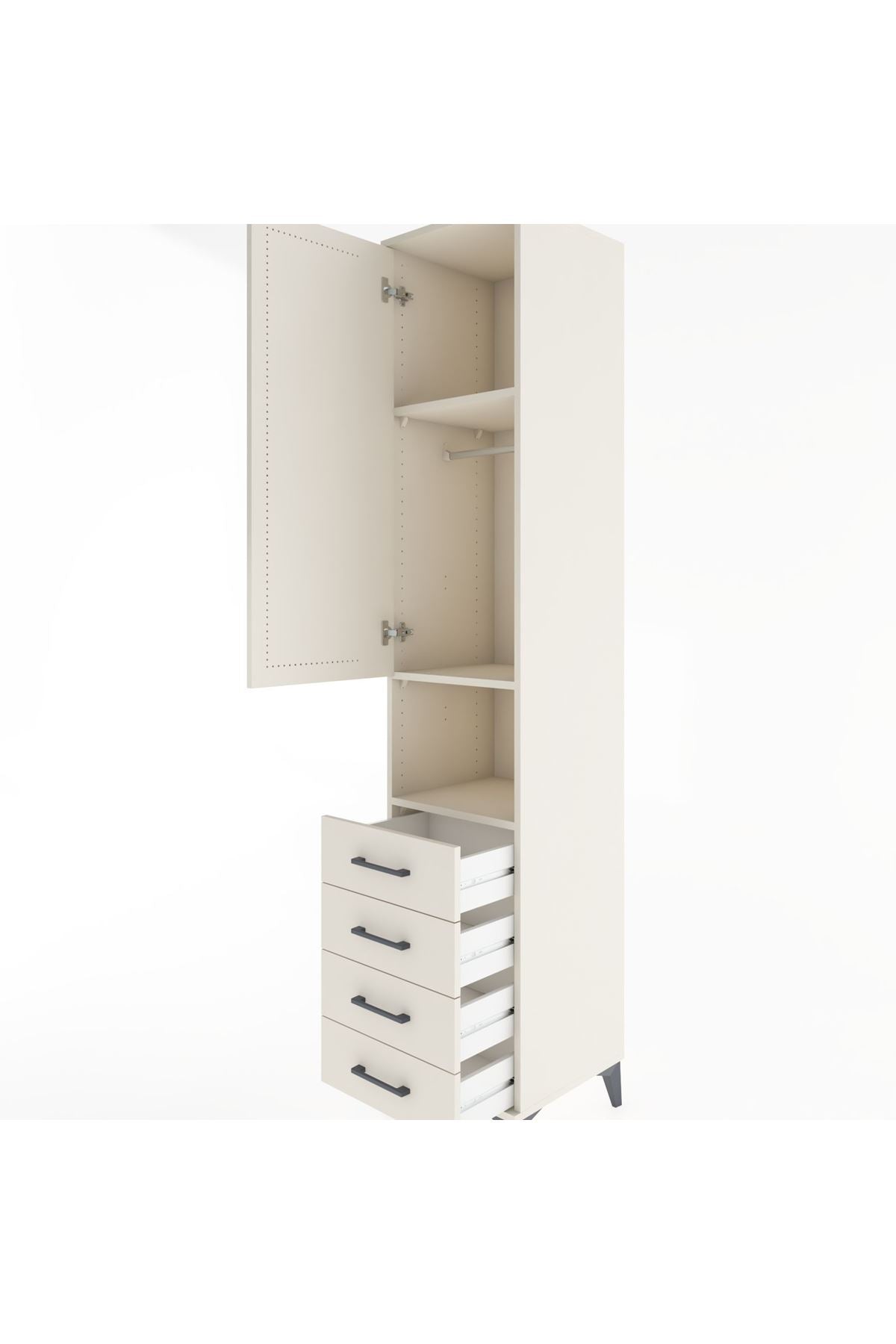 Hyperion Dolap 3 Raflı 4 Çekmeceli Tek Askılı 44x44x221 - S61M169V1B
