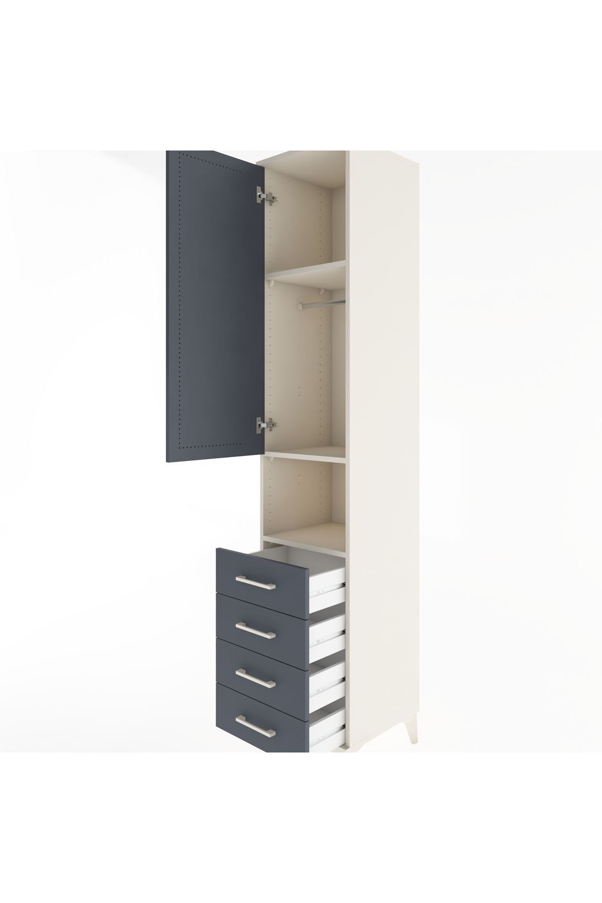 Hyperion Dolap 3 Raflı 4 Çekmeceli Tek Askılı 44x44x221 - S61M169V2B