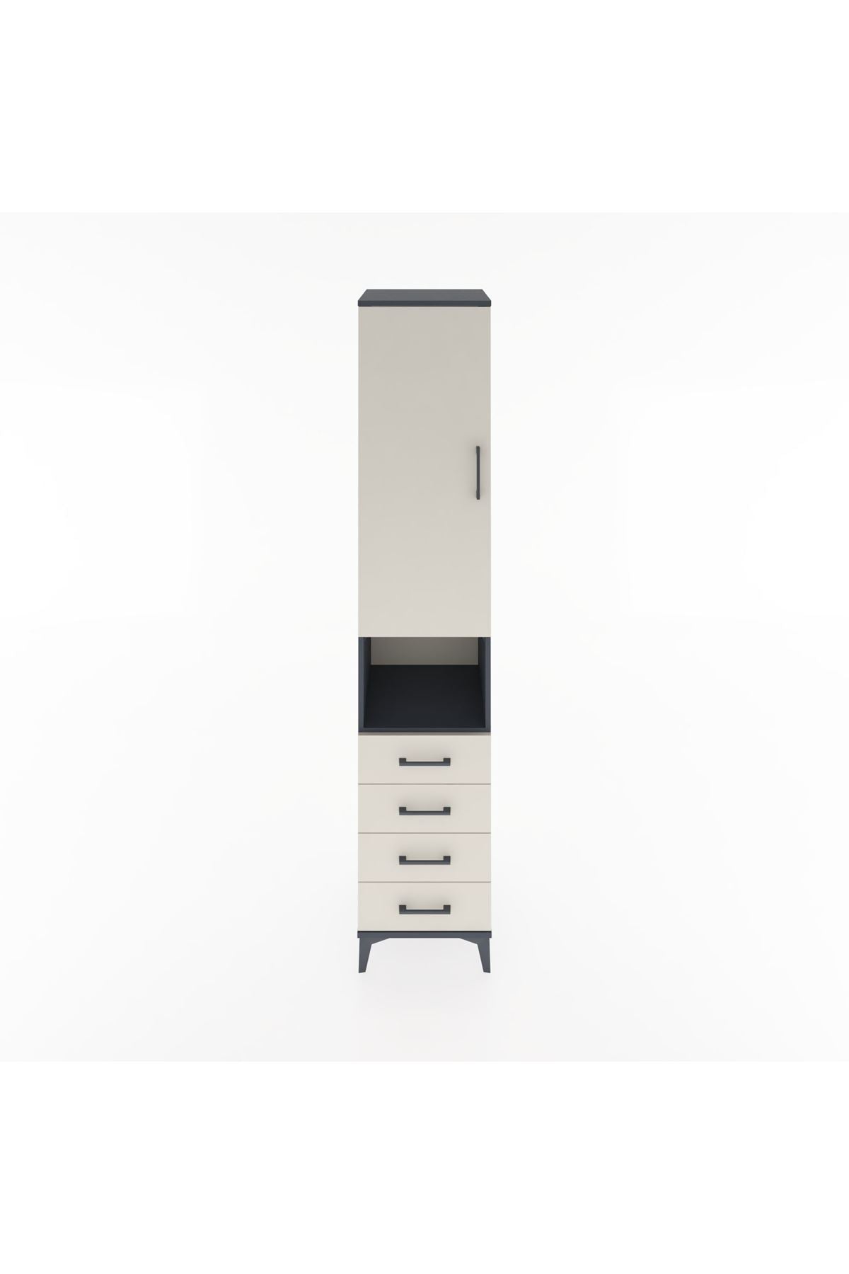 Hyperion Dolap 3 Raflı 4 Çekmeceli Tek Askılı 44x44x221 - S61M169V4B