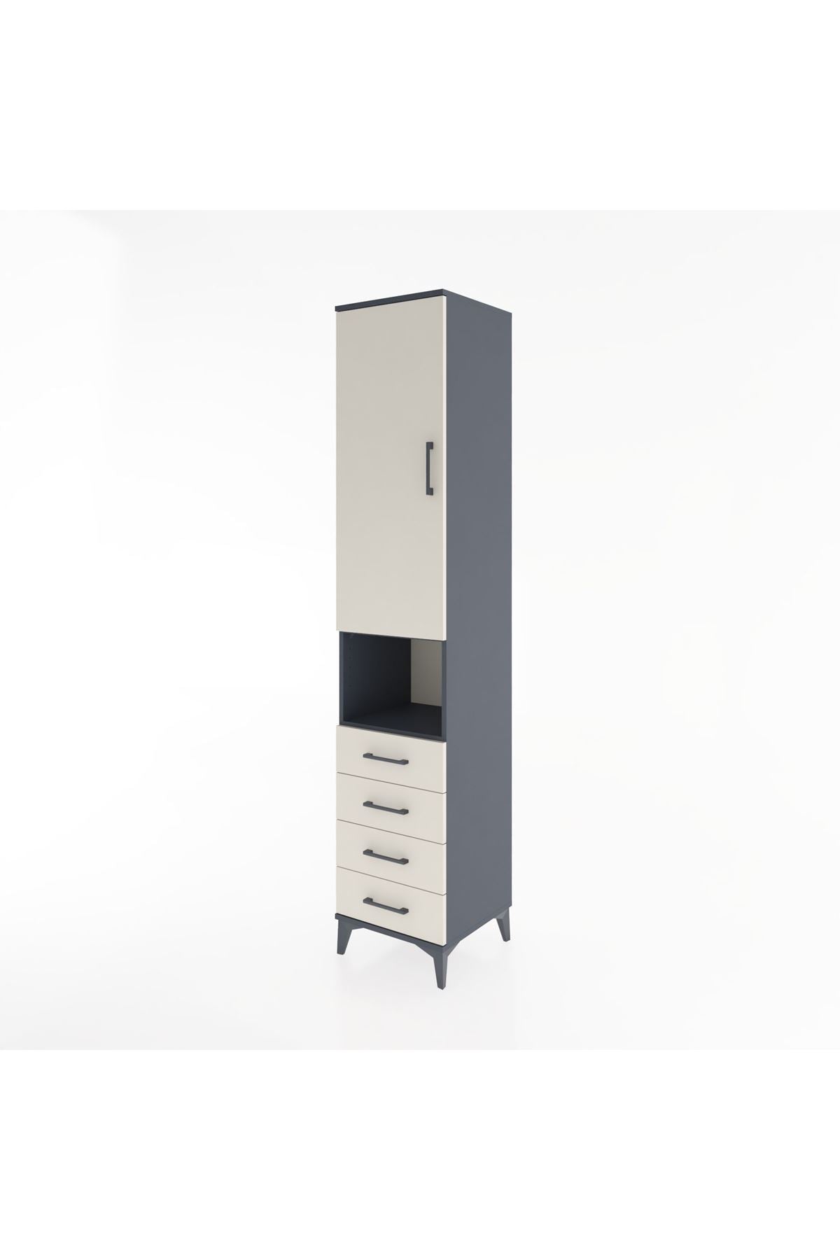 Hyperion Dolap 3 Raflı 4 Çekmeceli Tek Askılı 44x44x221 - S61M169V4B