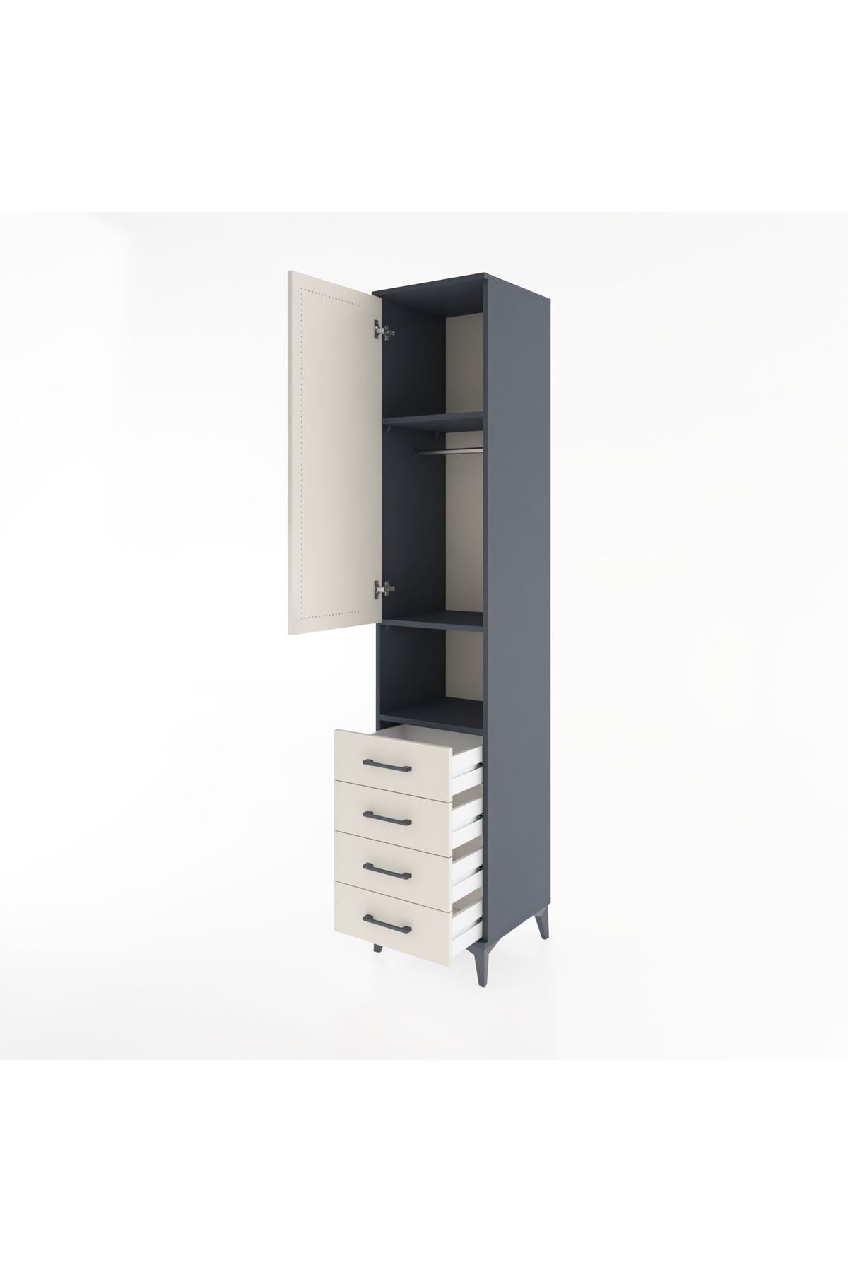 Hyperion Dolap 3 Raflı 4 Çekmeceli Tek Askılı 44x44x221 - S61M169V4B