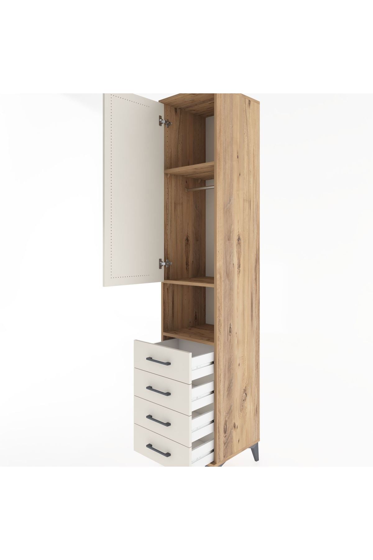 Hyperion Dolap 3 Raflı 4 Çekmeceli Tek Askılı 44x44x221 - S61M169V7B