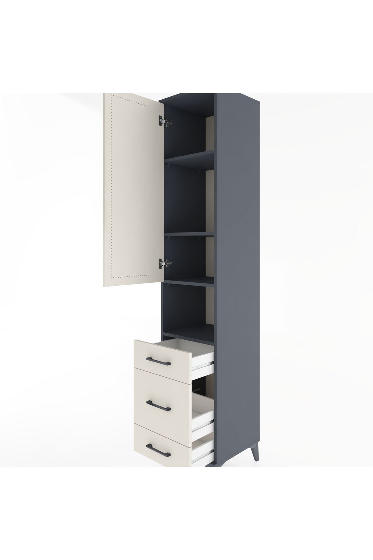 Hyperion Dolap 4 Raflı 3 Çekmeceli Tek Kapaklı 44x44x221 - S61M172V4B