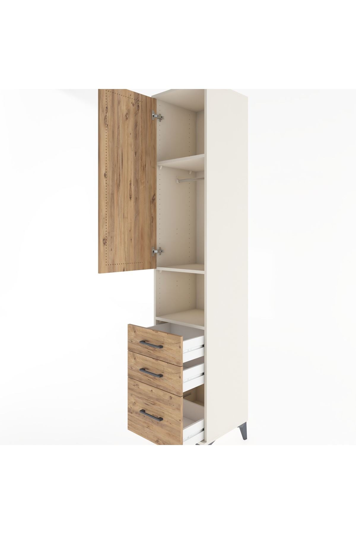 Hyperion Dolap 3 Raflı 3 Çekmeceli Tek Askılı 44x44x221 - S61M173V3B