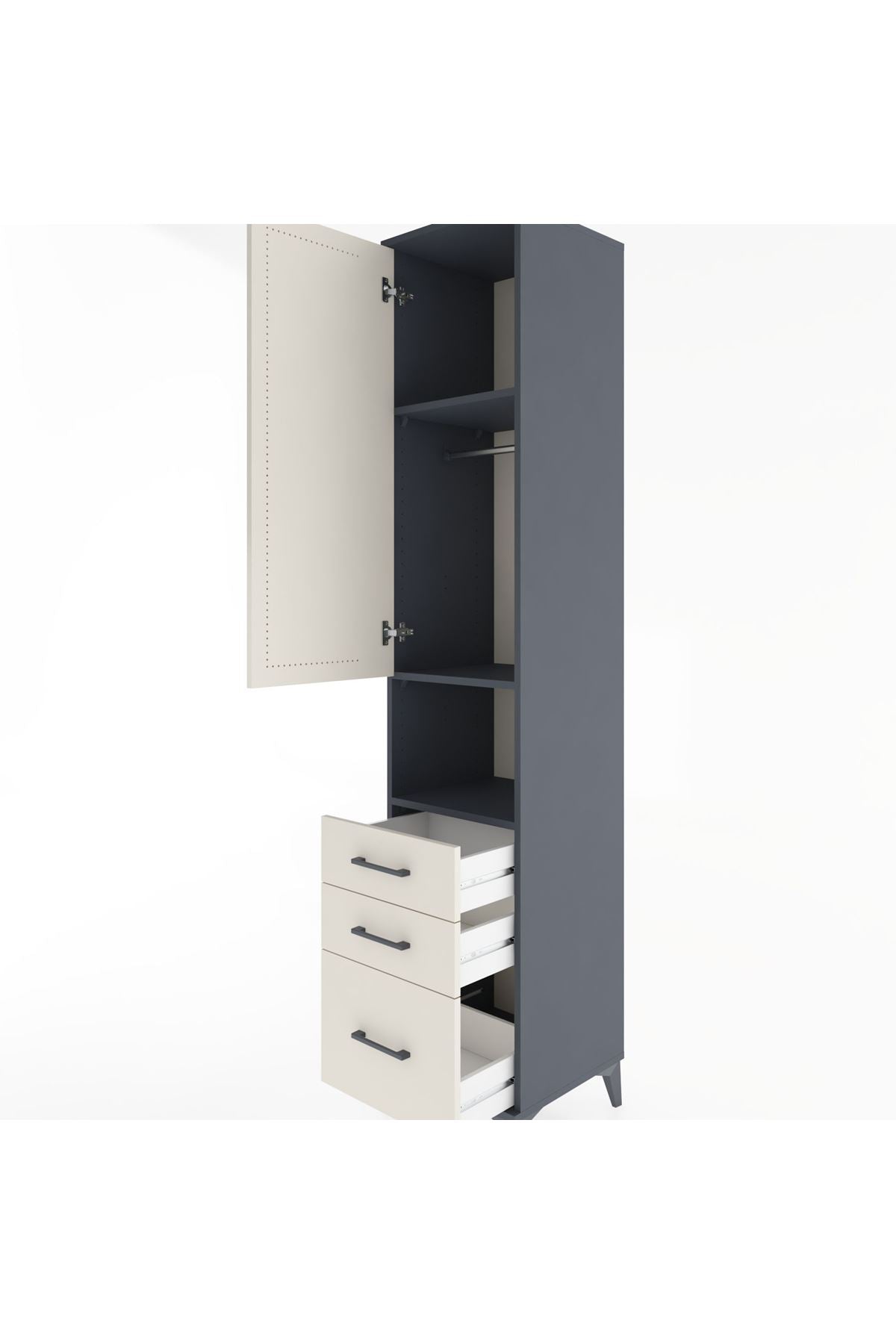 Hyperion Dolap 3 Raflı 3 Çekmeceli Tek Askılı 44x44x221 - S61M173V4B