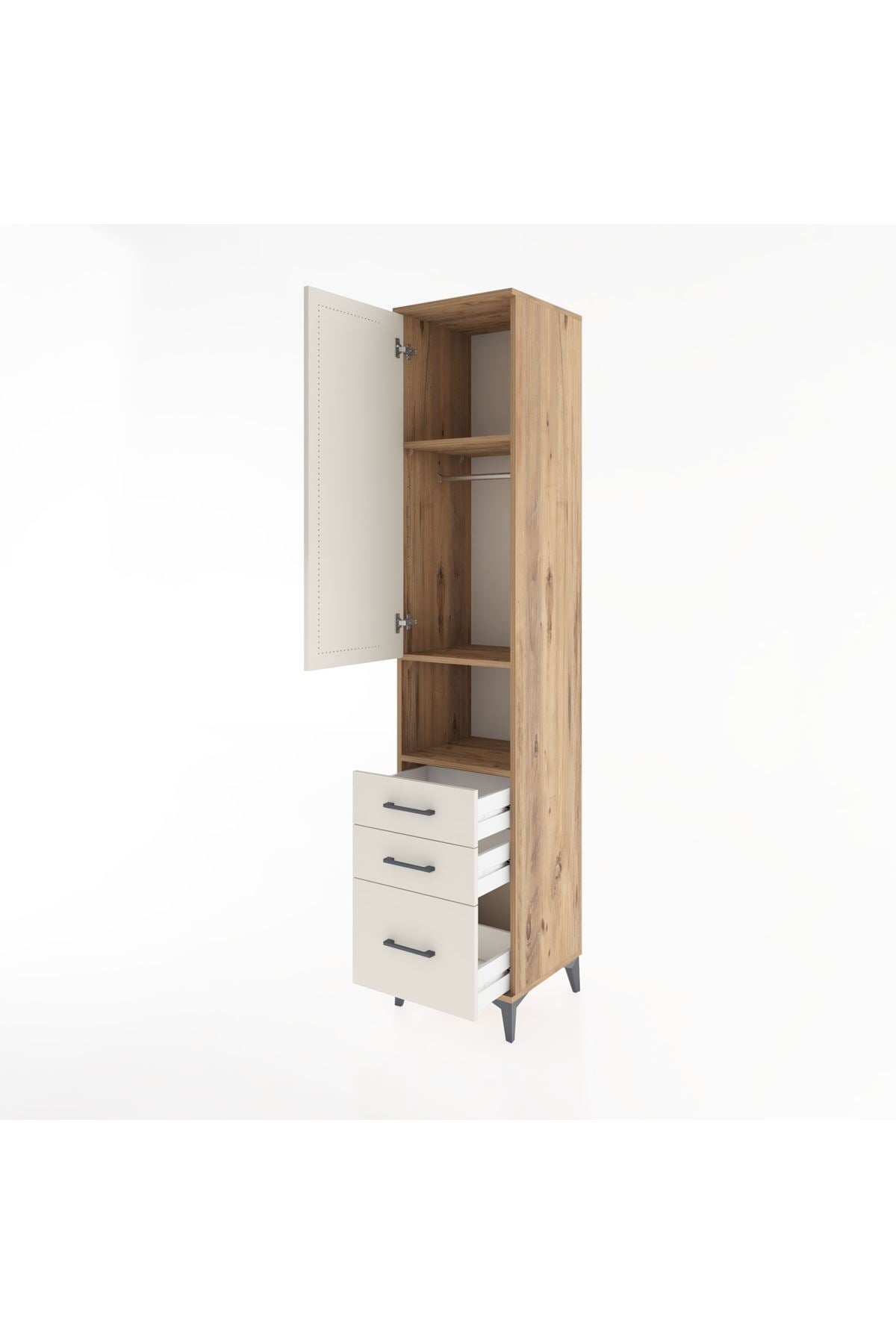Hyperion Dolap 3 Raflı 3 Çekmeceli Tek Askılı 44x44x221 - S61M173V7B