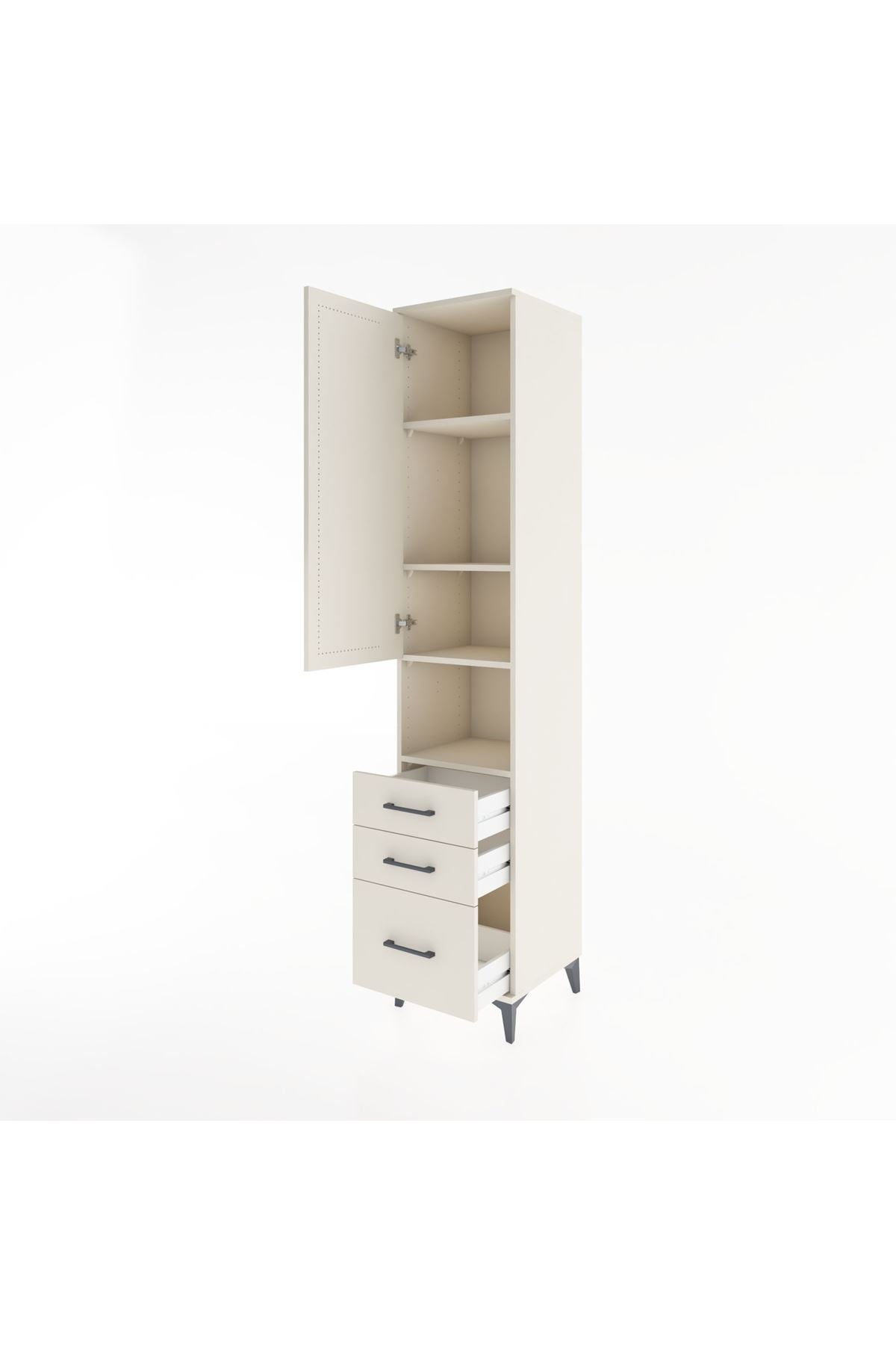 Hyperion Dolap 4 Raflı 3 Çekmeceli Tek Kapaklı 44x44x221 - S61M174V1B