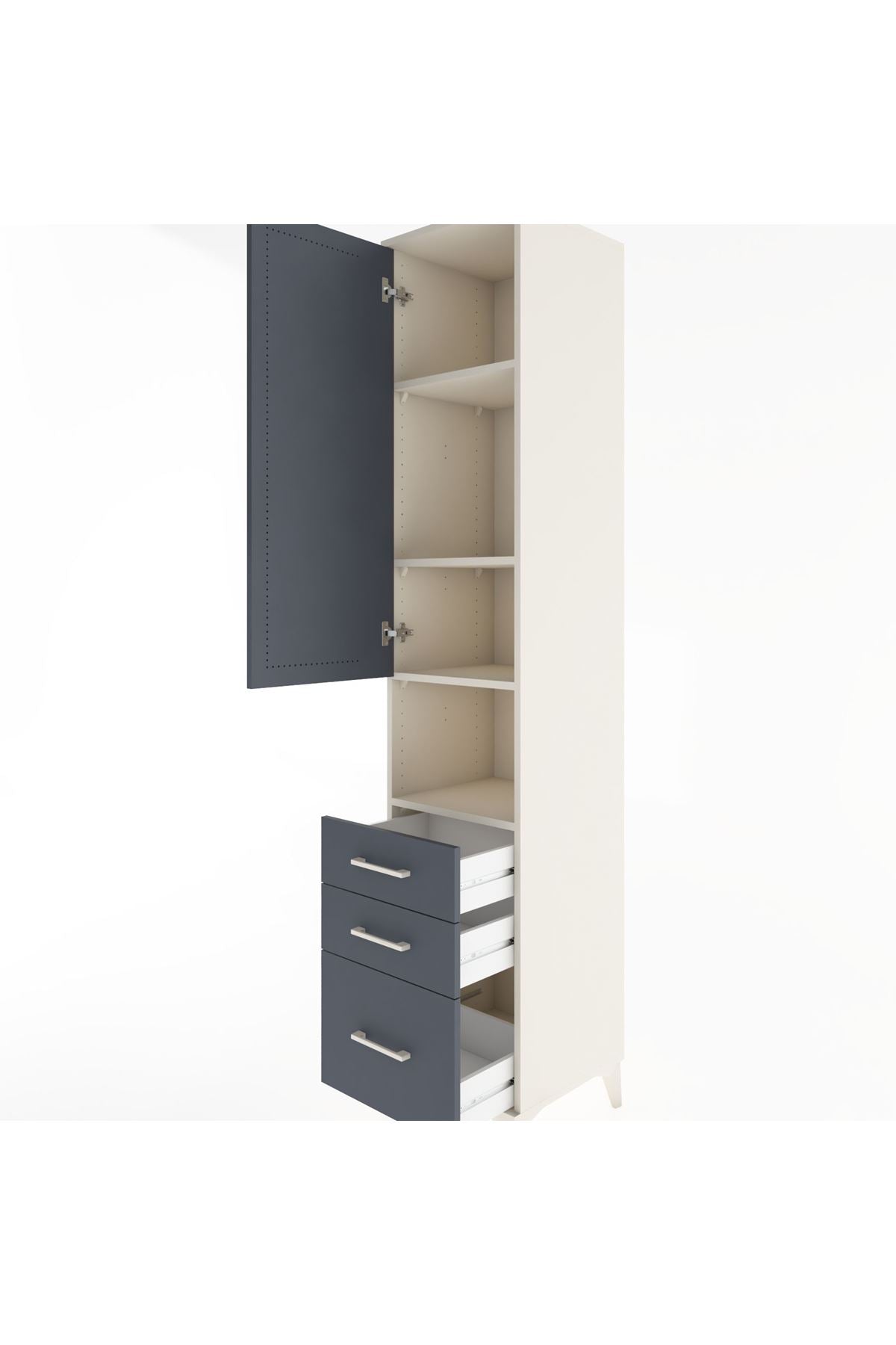 Hyperion Dolap 4 Raflı 3 Çekmeceli Tek Kapaklı 44x44x221 - S61M174V2B