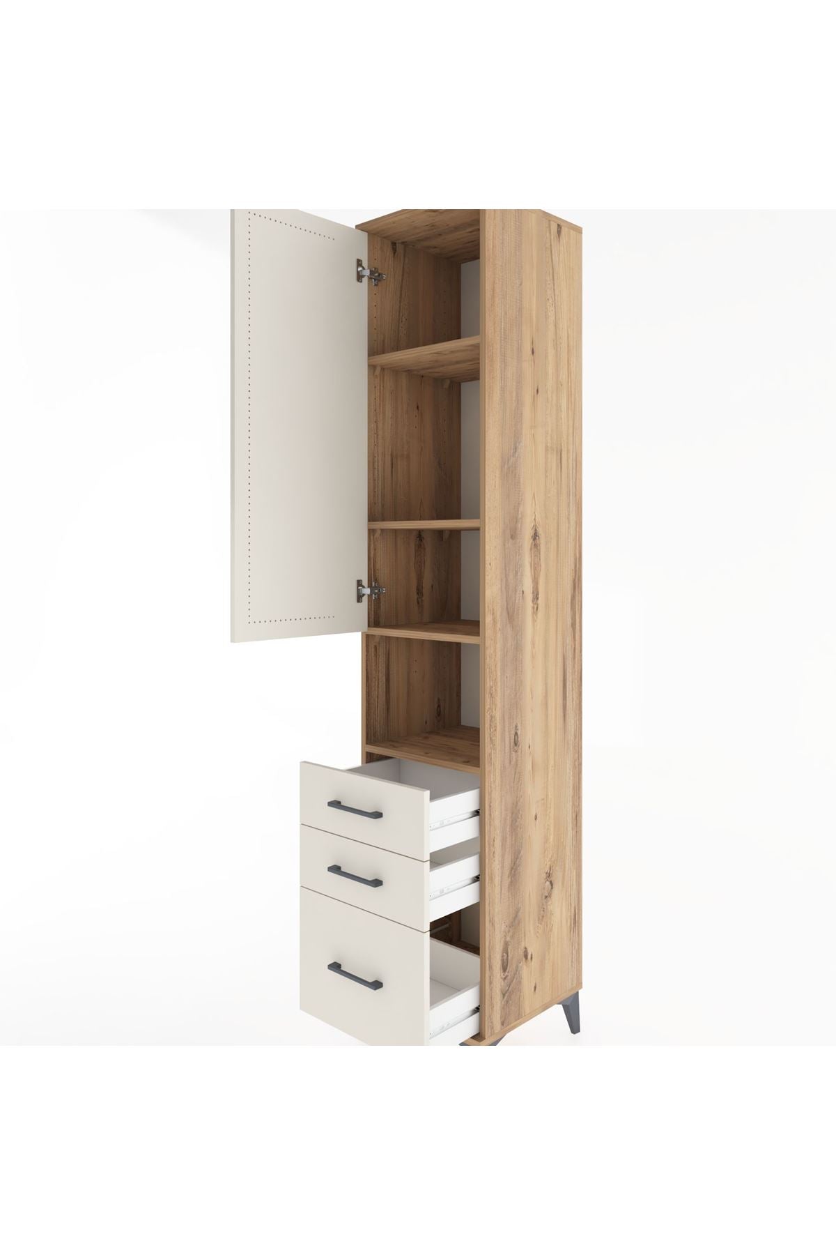 Hyperion Dolap 4 Raflı 3 Çekmeceli Tek Kapaklı 44x44x221 - S61M174V7B