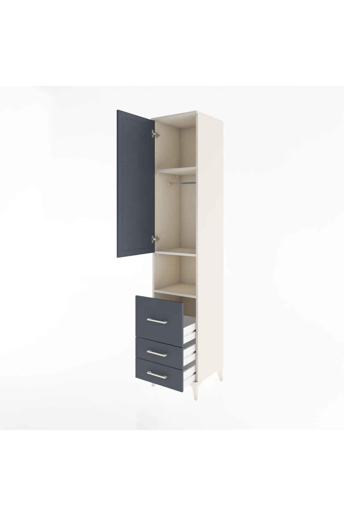 Hyperion Dolap 3 Raflı 3 Çekmeceli Tek Askılı 44x44x221 - S61M175V2B